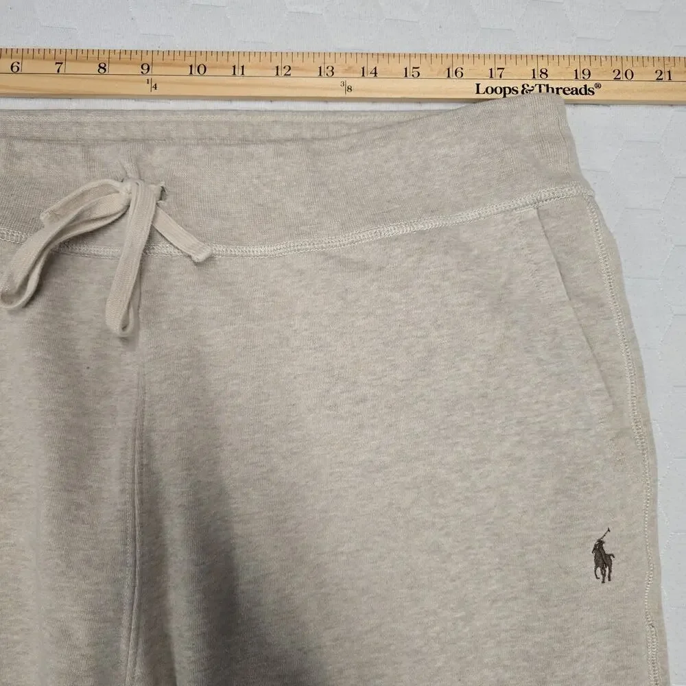 Polo Ralph Lauren Men XXL Fleece Sweatpants Oatmeal Heather Beige Drawstring Hem